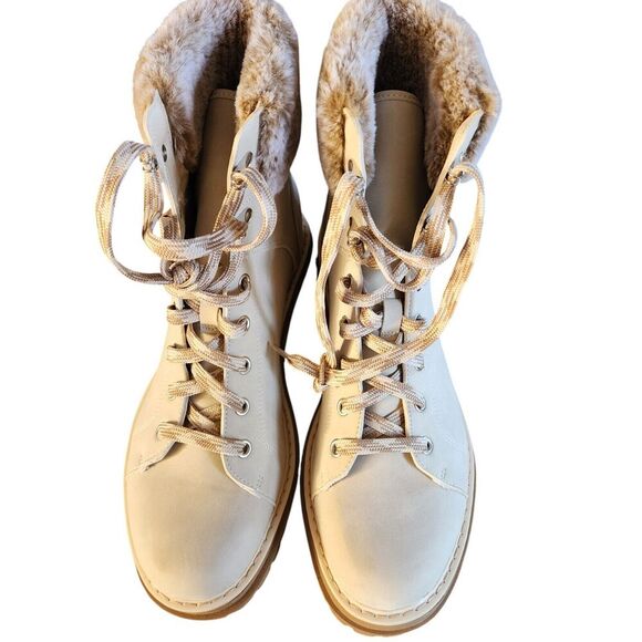 Time and Tru Winter Hiker Boots Women US8.5 Bone Faux Fur High-Ankle WMTT42FM037 - Picture 1 of 10